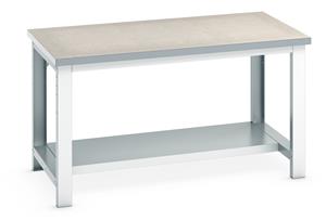 Bott Lino Top Workbench with Half Shelf - 1500Wx900Dx840mmH Industrial Bench with Half Depth Shelf Under for Storage 41004037.16V 